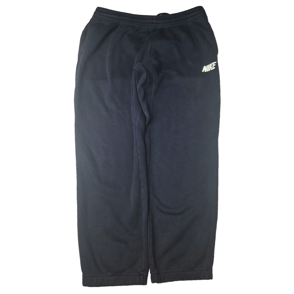 Nike Mens XXL Navy Blue 100% Cotton Sweatpants Spellout Logo Drawstring